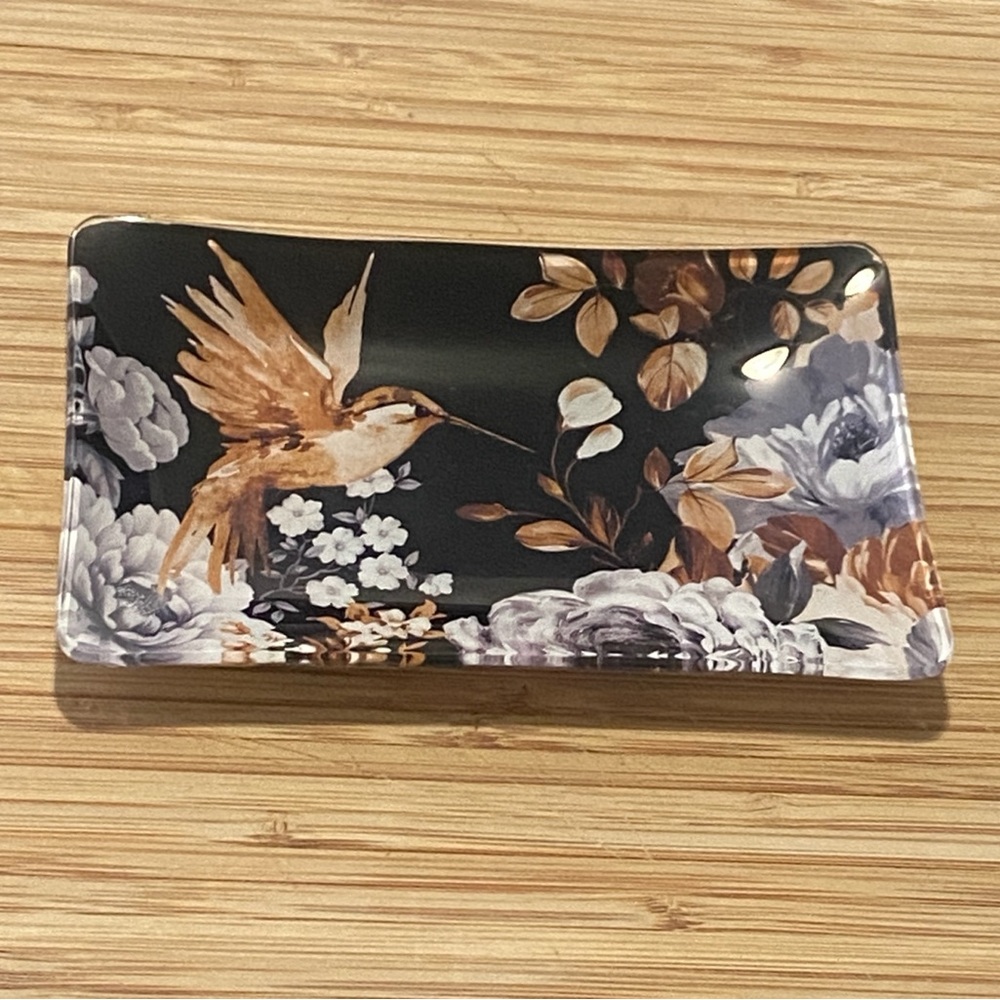 Michel Design Works glass hummingbird soap dish / trinket dish